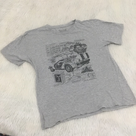 Back to the future sketchy gray distressed t shirt top - Picture 1 of 5